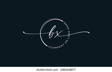 B X Initial handwriting signature logo, initial signature, elegant logo design
vector template.