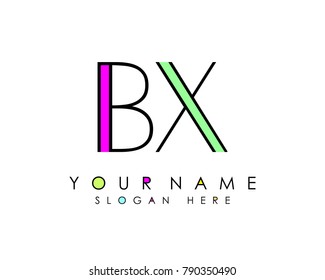 B & X initial minimalist logo template vector