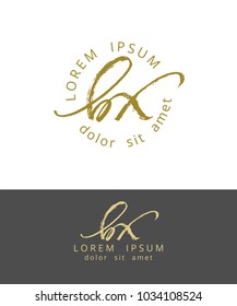 B X. Initials Monogram Logo Design. Dry Brush Calligraphy Artwork