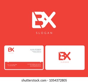 B & X joint logo cut letters design with business card template
