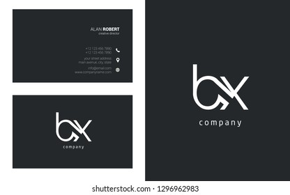 B & X Line joint logo design vector with business card template