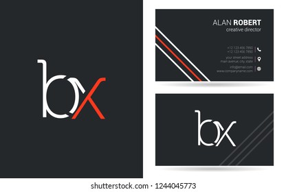 B & X thin line logo joint letter design with business card template