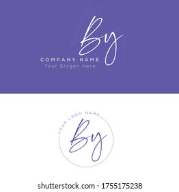 B Y BY Initial letter handwriting and signature logo.	
