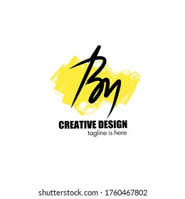 B y By initial logo handwriting template vector