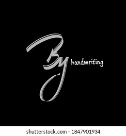 B y By initial logo handwriting template vector