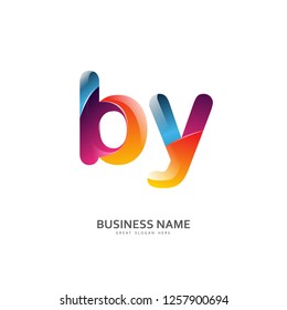 B Y BY Logo Letter Design Vector colorful glossy color. Design Template