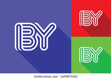 B and Y combination Lines Letter Logo Creative Line Letters Design Template