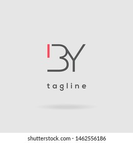 B Y double letter logo design vector template