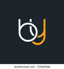 B Y double round letter design vector