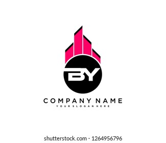B Y Initial building logo concept - Vector