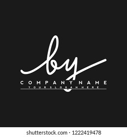 B Y Initial handwriting logo vector