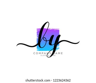 B Y Initial handwriting logo vector
