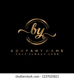 B Y Initial handwriting logo vector