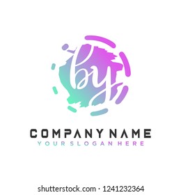 B Y Initial handwriting logo vector