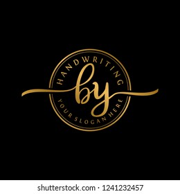 B Y Initial handwriting logo vector