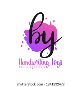 B Y Initial handwriting logo vector