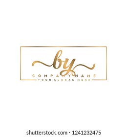B Y Initial handwriting logo vector