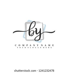 B Y Initial handwriting logo vector