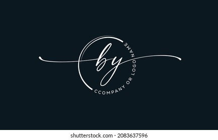 B Y Initial handwriting signature logo, initial signature, elegant logo design
vector template.