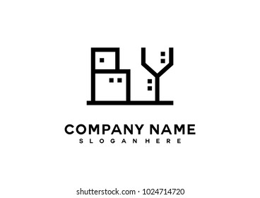 B Y initial logo template vector