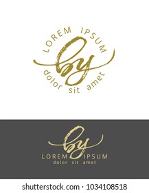 B Y. Initials Monogram Logo Design. Dry Brush Calligraphy Artwork