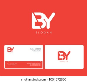 B & Y joint logo cut letters design with business card template