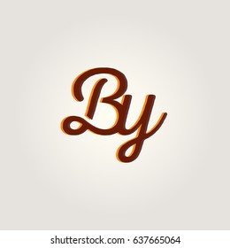 B Y running Letter joint logo design vector element
