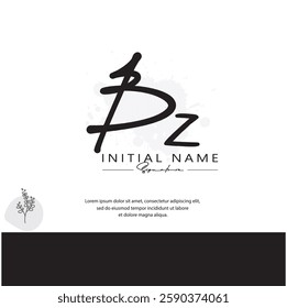 B Z BZ Initial letter handwriting and signature logo. Beauty vector initial logo .Fashion, boutique, floral and botanical