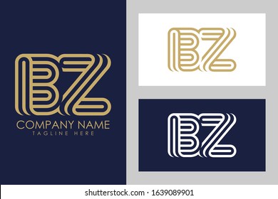 B and Z combination Lines Letter Logo. Creative Line Letters Design Template