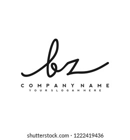 B Z Initial handwriting logo vector