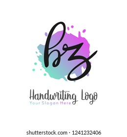 B Z Initial handwriting logo vector