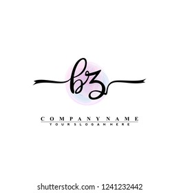 B Z Initial handwriting logo vector