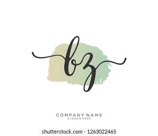 B Z Initial handwriting logo vector