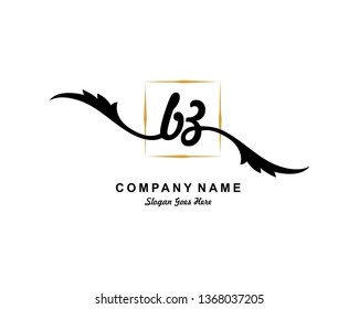 B Z Initial Handwriting Logo Template
