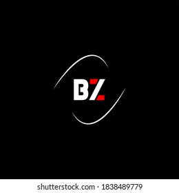 B Z letter logo template design on black color background, bz monogram