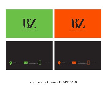 B Z letters Joint logo icon with business card vector template.