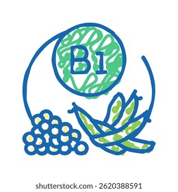 b1 vitamin doodle icon sketch vector. b1 vitamin sign. isolated symbol illustration