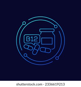 B12 Vitamin-Symbol, lineares Design