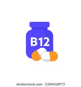 B12 Vitamin-Vektorsymbol mit Flasche