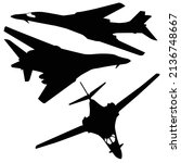 B1B bomber plane silhouette set vector design