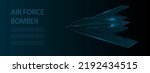 B2 bomber aircraft vector illustration. B-2 modern war plane with lines and lights. Futuristic Air force template for your mock-up design.