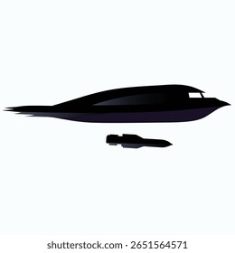 B2 Bomber Jet Blueprint Vector – Stealth Aircraft Technical Drawing Illustration in Top, Side, and Front Views