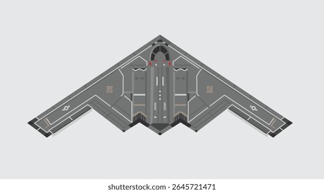  B-2 Spirit, military technology illustration of fighter aircraft, modern bombers type fighter aircraft with details. isolated bomber for study and poster