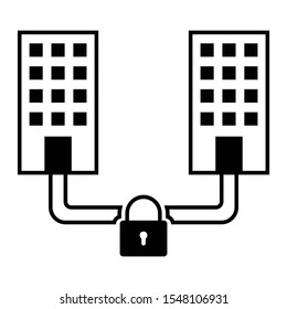 B2B activity locked Concept,  business consolidation Deal vector icon design