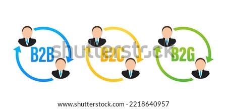 B2B B2C and B2G icon, business to business concept and business to client. Vector illustration