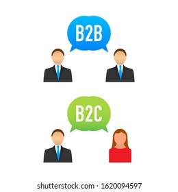 B2B and B2C icon, business to business concept and business to client. Vector stock illustration.