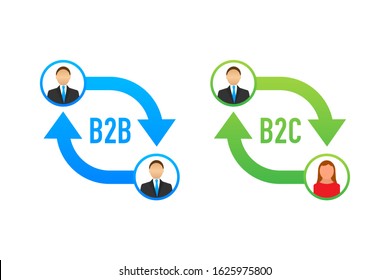 B2B and B2C icon, business to business concept and business to client. Vector stock illustration.