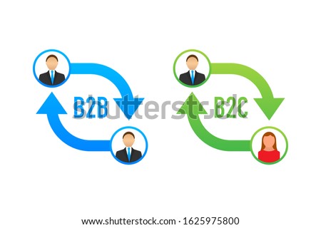 B2B and B2C icon, business to business concept and business to client. Vector stock illustration.