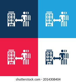 B2b blue and red four color minimal icon set