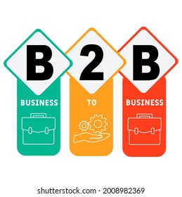 B2B - Business To Business acronym. business concept background.  vector illustration concept with keywords and icons. lettering illustration with icons for web banner, flyer, landing 